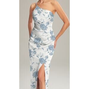 AW BRIDAL 6 S dusty blue peonies Regina wedding formal party maxi dress NEW B134